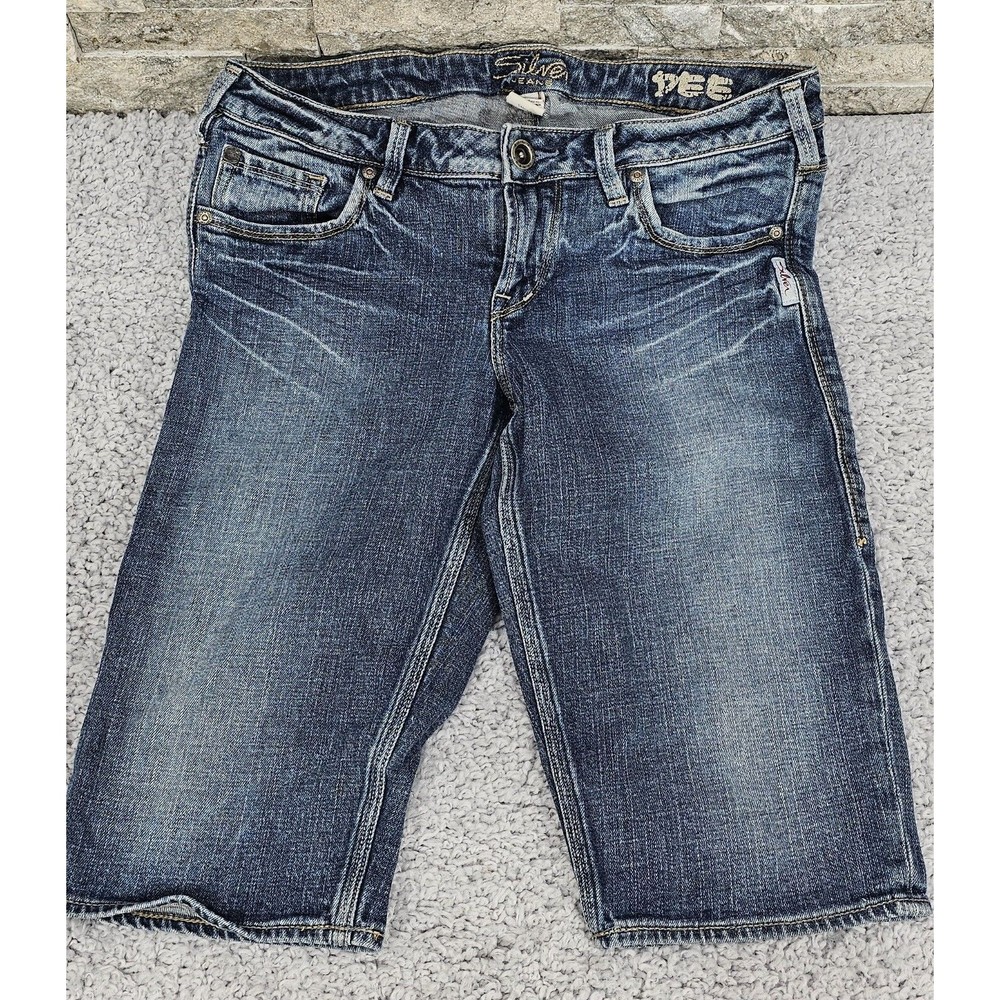 VTG Silver Jeans Bermuda Shorts Women 28 Denim DEE Low Rise Retro 90s Y2K Grunge - Picture 1 of 9